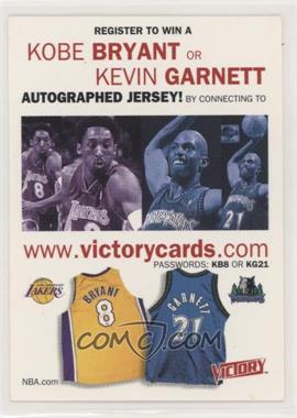 1999-00 Upper Deck Ultimate Victory - Auto Jersey Sweepstake Expired Entry #KBKG - Kobe Bryant, Kevin Garnett