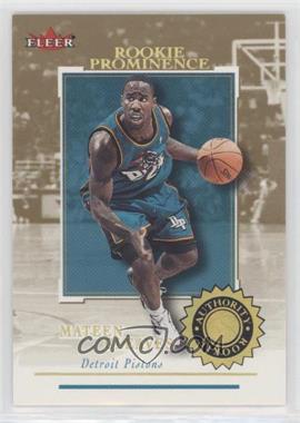 2000-01 Fleer Authority - [Base] - Prominence 125/75 #137 - Rookies - Mateen Cleaves /75