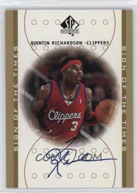 2000-01 SP Authentic - Sign of the Times #QR - Quentin Richardson