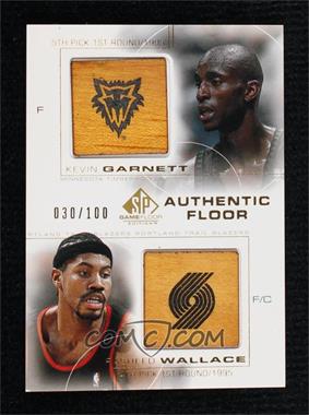 2000-01 SP Game Floor Edition - Authentic Floor Combos - Gold #C30 - Kevin Garnett, Rasheed Wallace /100