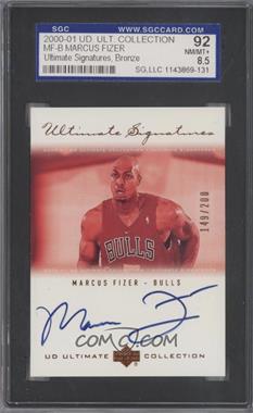 2000-01 UD Ultimate Collection - Ultimate Signatures - Bronze #MF-B - Marcus Fizer /200 [SGC 92 NM/MT+ 8.5]