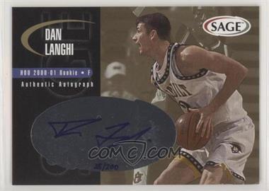 2000 Sage - Authentic Autograph - Gold #A29 - Dan Langhi /200