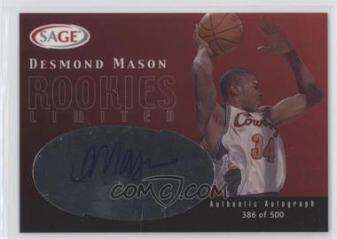 2000 Sage - Rookie Limited Autographs #R18 - Desmond Mason /500