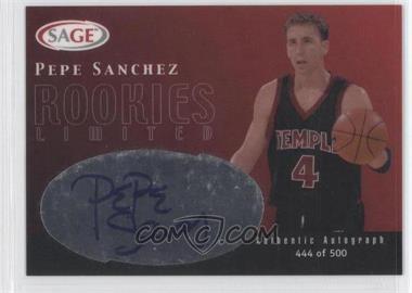 2000 Sage - Rookie Limited Autographs #R22 - Pepe Sanchez /500