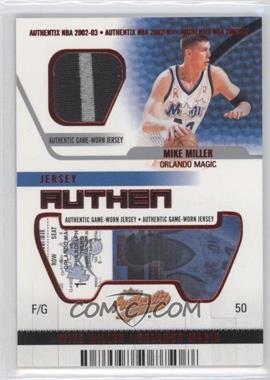 2002-03 Fleer Authentix - Jersey Authentix - Unripped #JA-MM - Mike Miller /50