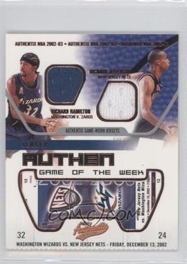 2002-03 Fleer Authentix - Jersey Authentix Game of the Week - Ripped #RH-RJ RIPPED - Richard Hamilton, Richard Jefferson