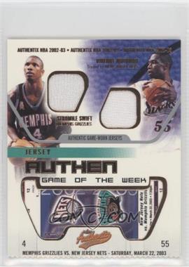 2002-03 Fleer Authentix - Jersey Authentix Game of the Week - Ripped #SS-DM RIPPED - Stromile Swift, Dikembe Mutombo
