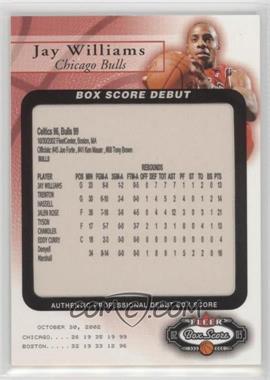2002-03 Fleer Box Score - Box Score Debut #9 BSD - Jay Williams /2002