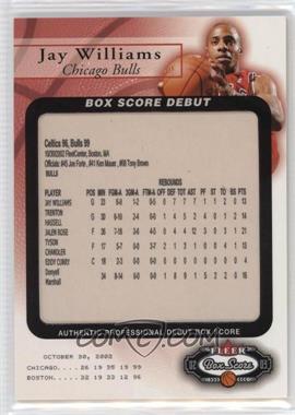 2002-03 Fleer Box Score - Box Score Debut #9 BSD - Jay Williams /2002