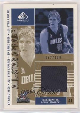 2002-03 SP Game Used Edition - All-Star Apparel - Gold #DN-AS - Dirk Nowitzki /100