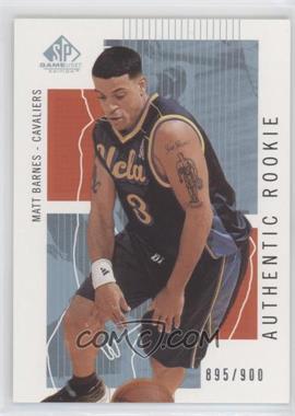 2002-03 SP Game Used Edition - [Base] #129 - Authentic Rookie - Matt Barnes /900