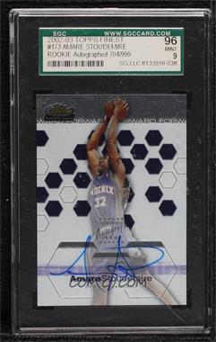 2002-03 Topps Finest - [Base] #173 - Rookie Autograph - Amare Stoudemire /999 [SGC 96 MINT 9]