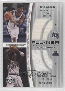 2002-03 Upper Deck Honor Roll - All-NBA Authentic Dual Jersey #TM/KG-J - Tracy McGrady, Kevin Garnett