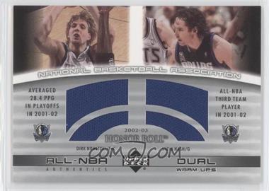 2002-03 Upper Deck Honor Roll - All-NBA Authentic Dual Warm-ups #DN/SN-W - Dirk Nowitzki, Steve Nash
