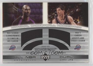 2002-03 Upper Deck Honor Roll - All-NBA Authentic Dual Warm-ups #KM/JS-W - Karl Malone, John Stockton