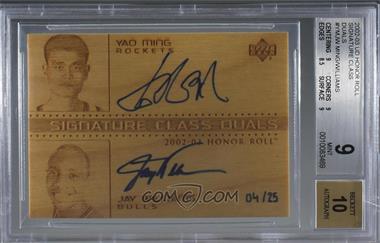 2002-03 Upper Deck Honor Roll - Signature Class Duals #YM/JW-S - Yao Ming, Jay Williams /25 [BGS 9 MINT]