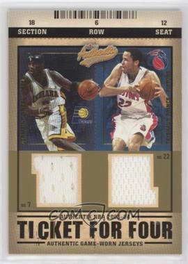 2003-04 Fleer Authentix - Ticket for Four #_OPMW - Jermaine O'Neal, Tayshaun Prince, Karl Malone, Ben Wallace /100