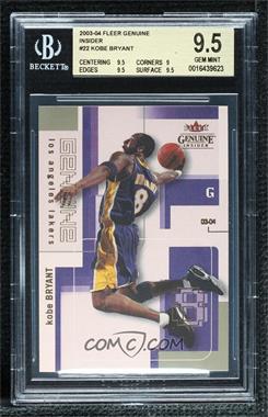 2003-04 Fleer Genuine Insider - [Base] #22 - Kobe Bryant [BGS 9.5 GEM MINT]