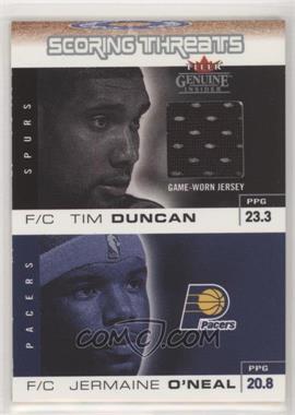 2003-04 Fleer Genuine Insider - Scoring Threats - Jersey #ST-TD - Tim Duncan, Jermaine O'Neal