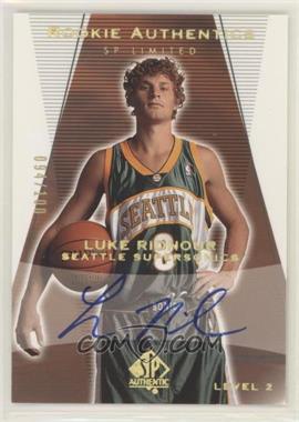 2003-04 SP Authentic - [Base] - Limited #158 - Rookie Authentics - Luke Ridnour /100