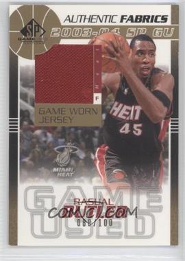 2003-04 SP Game Used - Authentic Fabrics - Gold #RB-J - Rasual Butler /100