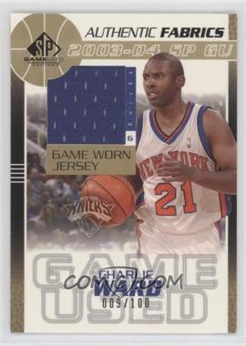 2003-04 SP Game Used - Authentic Fabrics - Gold #WA-J - Charlie Ward /100