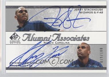 2003-04 SP Signature Edition - Alumni Associates Dual #AA-SJ - Jerry Stackhouse, Antawn Jamison /100