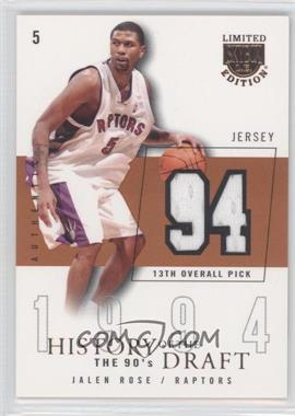 2003-04 Skybox Limited Edition - History Of The Draft The 90's - Jersey Missing Serial Number #HD-JR - Jalen Rose