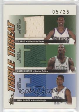 2003-04 Topps Jersey Edition - Triple Threat #TT13 - T.J. Ford, Marcus Banks, Reece Gaines /25