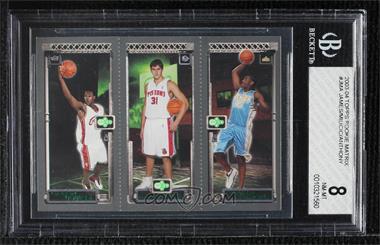 2003-04 Topps Rookie Matrix - [Base] #113-112-111 - LeBron James, Carmelo Anthony, Darko Milicic [BGS 8 NM‑MT]