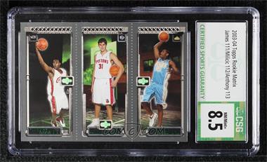 2003-04 Topps Rookie Matrix - [Base] #113-112-111 - LeBron James, Carmelo Anthony, Darko Milicic [CSG 8.5 NM/Mint+]