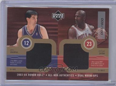 2003-04 Upper Deck Honor Roll - All-NBA Authentics Dual Warm-Ups - Gold #JS/MJ - John Stockton, Michael Jordan /100