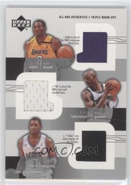 2003-04 Upper Deck Honor Roll - All-NBA Authentics Triple Warm-Ups #KB/KG/TM - Kobe Bryant, Kevin Garnett, Tracy McGrady