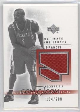 2003-04 Upper Deck Ultimate Collection - Game Jersey #SF-J - Steve Francis /200