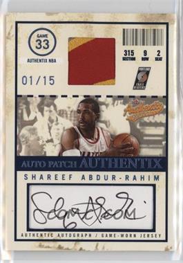 2004-05 Fleer Authentix - Auto Jersey Authentix - Patch Numbered to 15 #AJA-SA - Shareef Abdur-Rahim /15