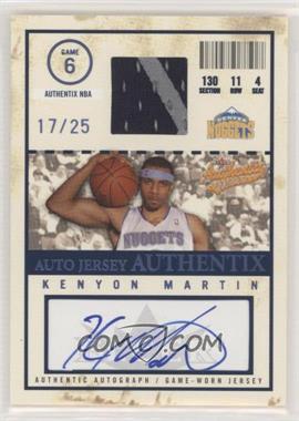 2004-05 Fleer Authentix - Auto Jersey Authentix - Patch Numbered to 25 #AJA-KM - Kenyon Martin /25