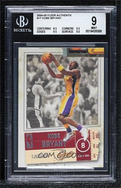 2004-05 Fleer Authentix - [Base] #17 - Kobe Bryant [BGS 9 MINT]