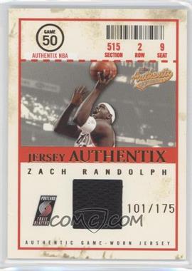 2004-05 Fleer Authentix - Jersey Authentix #JA-ZR - Zach Randolph /175