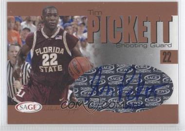 2004-05 Sage Autographed Basketball - Authentic Autograph - Bronze #A26 - Tim Pickett /220