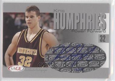 2004-05 Sage Autographed Basketball - Authentic Autograph - Silver #A15 - Kris Humphries /175