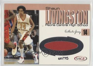2004-05 Sage Autographed Basketball - Authentic Jersey - Bronze #JB10 - Shaun Livingston /75