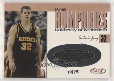 2004-05 Sage Autographed Basketball - Authentic Jersey - Bronze #JB7 - Kris Humphries /75