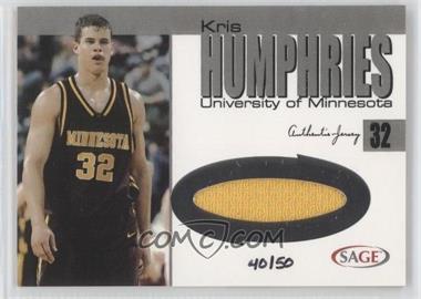 2004-05 Sage Autographed Basketball - Authentic Jersey - Silver #JS7 - Kris Humphries /50
