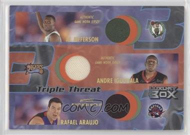 2004-05 Topps Luxury Box - Triple Threat Relics - Loge Level #TT-JIA - Al Jefferson, Andre Iguodala, Rafael Araujo /75