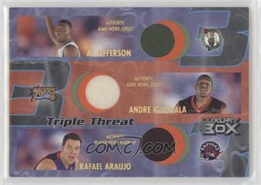 2004-05 Topps Luxury Box - Triple Threat Relics - Loge Level #TT-JIA - Al Jefferson, Andre Iguodala, Rafael Araujo /75