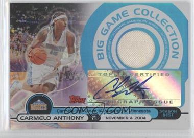 2005-06 Topps Big Game - Big Game Collection Relics - Autographs #BGA-CA - Carmelo Anthony /199