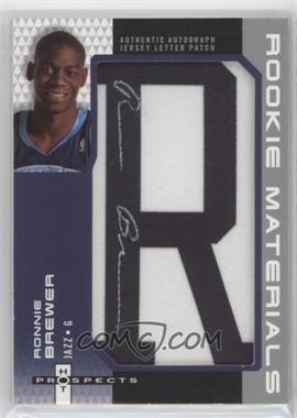 2006-07 Fleer Hot Prospects - Rookie Materials Letter Autographs #LA-RB - Ronnie Brewer