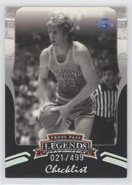 2006-07 Press Pass Legends - [Base] - Silver #S70 - Checklist - Larry Bird /499