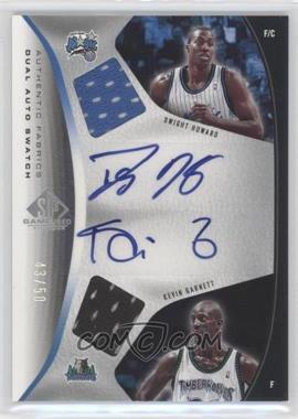 2006-07 SP Game Used Edition - Authentic Fabrics Dual Swatch Autograph #AFDA-GH - Dwight Howard, Kevin Garnett /50