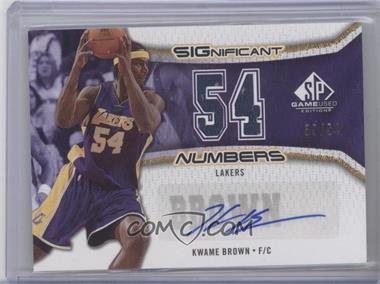 2006-07 SP Game Used Edition - Significant Numbers #SN-KW - Kwame Brown /54